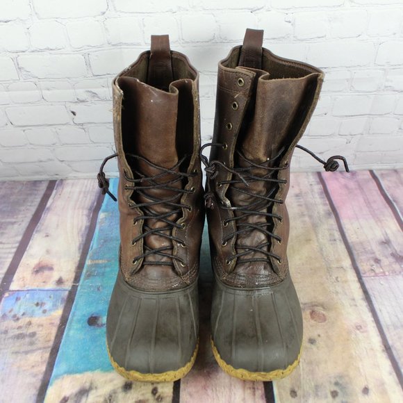LL Bean Brown Leather Unlined Mid-Calf Hunting Duck Bean Boot Size 11 M - Picture 5 of 9